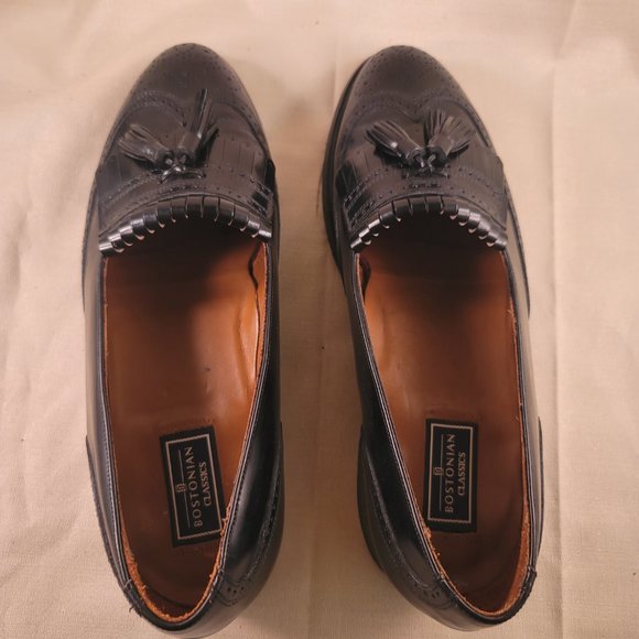 Bostonian Black Leather Tassel Kilt Wingtip slip  loafers Size 10 No.26271 - Picture 2 of 6